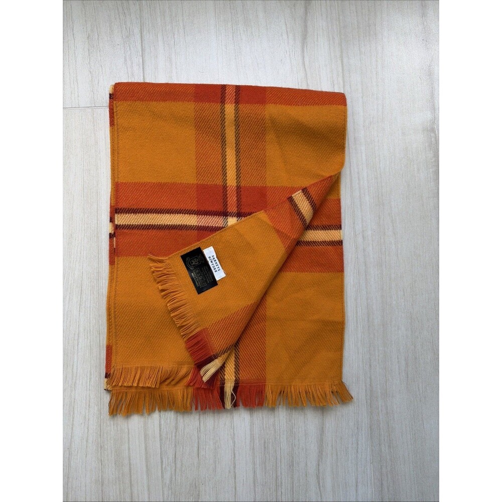 Barneys New York Plaid Scarf Rust / Orange Made in France